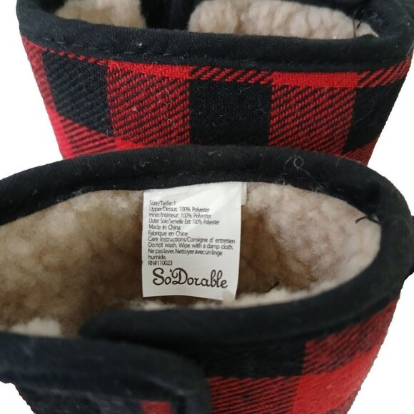 Black and Red Anti Slip Plaid Boots Inner Wool Lining Size 0-6 Months NWOT - Picture 2 of 6